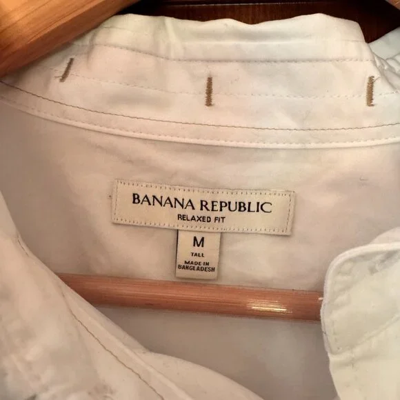 Banana Republic Relaxed Fit Washed Cotton Poplin Shirt. Ize Medium Tall.  NWT - Picture 7 of 7